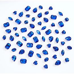 AHANDMAKER 120Pcs Sew on Rhinestones, 6 Styles Flatback Glass Sewing Rhinestones Stone with Silver Claw Settings, Sew on Glass Gems Rhinestone Buttons for DIY Crafts, Clothes, Jewelry Making, Blue