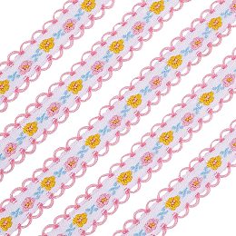 FINGERINSPIRE 22Yards Embroidery Flower Trim1/2(12mm) Polyester Lace Trim Ribbons(Pink) for Sewing, Craft Decoration,Wedding, or Home Decor Embellishmen