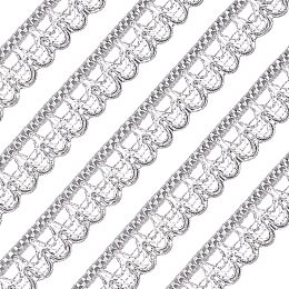 BENECREAT 15 Yards Silver Lace Trim Ribbon, 1 inch Wide Vintage Crochet Lace Ribbon for Gift Package, Wedding Decoration, Scrapbooking