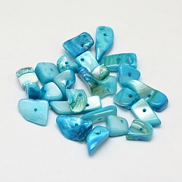 Honeyhandy Dyed Natural Freshwater Shell Nuggets Chips Beads, Light Sky Blue, 10~20x5~15mm, Hole: 1mm, about 33pcs/50g