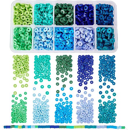 SUNNYCLUE 1 Box 2700Pcs 10 Style 6mm Flat Round Handmade Polymer Clay Beads Vinyl Disc Beads Heishi Clay Beads for DIY Handmade Jewelry Making Bracelets Necklace