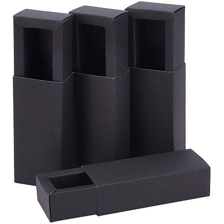 BENECREAT 20 Pack Kraft Paper Drawer Box 3.7x1.5x1.5 Inch Black Soap Jewelry Candy Boxes Small Gift Boxes for Gift Wrapping, Christmas, Wedding, Party Favors