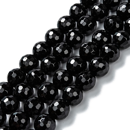 ARRICRAFT Natural Black Onyx Beads Strands, Dyed & Heated, Faceted, Round, 6mm, Hole: 2mm, about 65pcs/strand, 14.37 inch(36.5cm)