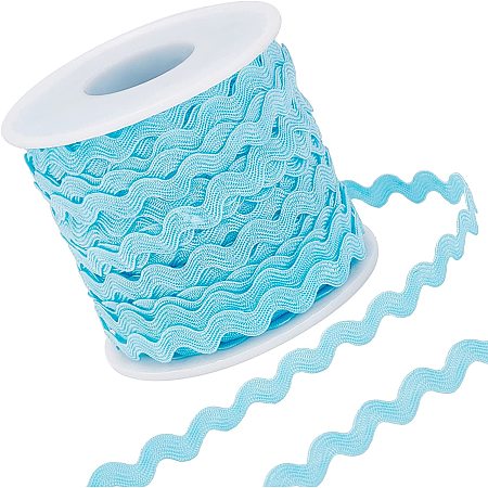 GORGECRAFT 1 Roll 27yd/25m RIC Rac Trim Ribbon Wave Sewing Bending Fringe Trim 5mm/0.2 inch for Sewing Flower Making Wedding Party Lace Ribbon Craft (Light Blue)