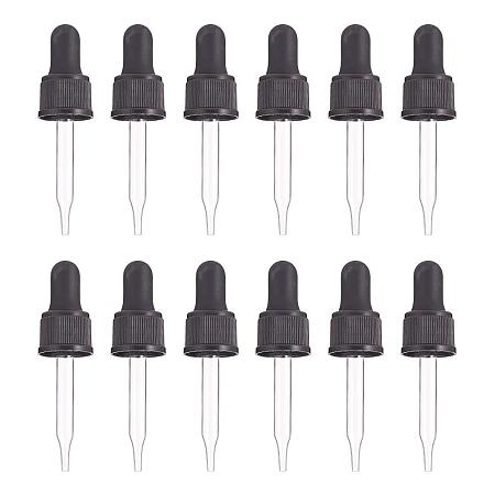 PandaHall Elite Set of 12, Glass Eye Droppers for Essential Oil 15ml (1/2 Ounce) Pressure Rotating Cover Oil Droppers Pipettes Roller Tops for Essential Oil Bottles