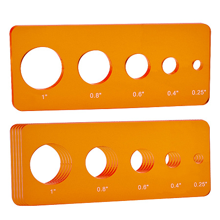 PandaHall Elite Acrylic Safety Eye Insertion Tool for Toy Making, Doll Eyeball Gauge Board, Orange, 50x120x2.5mm, Hole: 6mm