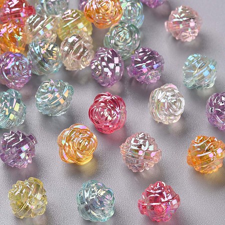 Honeyhandy Transparent Acrylic Beads, AB Color, Flower, Mixed Color, 11.5x11.5mm, Hole: 1.8mm