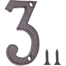 GORGECRAFT 2Pcs 3 Inch Cast Iron House Numbers Metal Home Address Numbers Mailbox Numbers Door Numbers for Outside with Screws, Number 3