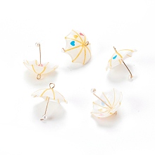 Honeyhandy Resin Pendants, with Golden Iron Findings, 3D Umbrella , White, 19x22x22mm, Hole: 2mm