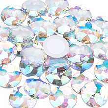 FINGERINSPIRE 30Pcs 1.18" Flat Back Round Acrylic Rhinestones with Container Self-Adhesive Crystal Circle Gems Sparkling Plastic Stickers for Costume Making Cosplay Jewels Crafts (Clear AB)