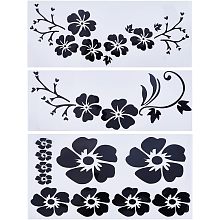 GORGECRAFT 3 Styles Hawaiian Hibiscus Flower Car Decal Black Laser Car Sticker Sun Protection Self Adhesive Car Accessories Automotive Exterior Decoration for SUV Laptop Truck Motorcycle Doors