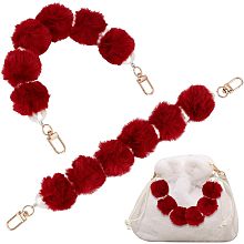 WADORN 2pcs Imitation Pearl Bead Chian Handles, 11.8 Inch Short Plush Handbag Handle Replacement Fluffy Clutch Bag Decoration Handle Chain Round Bead Bag Chian for Kiss Clasp Purse Satchel, Red