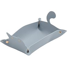 CHGCRAFT Cat Shape Leather Storage Tray Foldable Portable Desk Organizer Jewelry Tray Decorative Desk Organizer, Medium Aquamarine