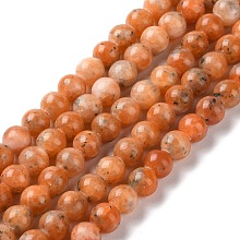 Honeyhandy Natural Orange Calcite Beads Strands, Round, 6mm, Hole: 1mm, about 67~68pcs/strand, 15.16~15.35 inch(38.5~39cm)