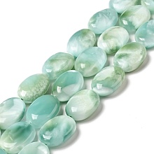 Natural Aqua Blue Obsidian/Green Obsidian Beads Strands, Grade AB+, Egg, 18x13~13.5x5~7.5mm, Hole: 1mm, about 22pcs/strand, 23.43 inch(59.5cm)