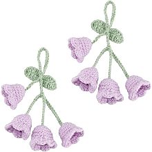 FINGERINSPIRE 2pcs Car Mirror Hanging Accessories 7.4inch Lilac Crochet Lily of The Valley Hanging Flower Decor Crochet Flower Pendant for Auto Rear View Mirror Car Interior Hanging Accessories