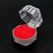 Honeyhandy Transparent Plastic Ring Boxes, Jewelry Box, Red, 3.8x3.8x3.8cm