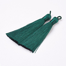 Honeyhandy Nylon Tassels Big Pendant Decorations, Sea Green, 83~92x9~10mm, Hole: 1.5~4mm