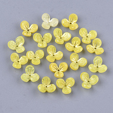 Honeyhandy Cellulose Acetate(Resin) Bead Caps, 3-Petal, Flower, Yellow, 12x13x5.5~6mm, Hole: 1.2mm