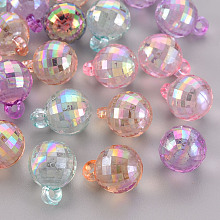 Honeyhandy Transparent Acrylic Beads, AB Color, Faceted, Round, Mixed Color, 18x13.5mm, Hole: 2mm