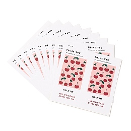 Honeyhandy Rectangle Gift Stickers, Adhesive Label Stickers, Thank You Theme, Cherry Pattern, 10.5x10.6x0.01cm, 50pcs/bag