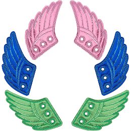 GORGECRAFT 3 Pairs Shoe Wings Accessory Shoes Decorations Lace in Wings Angel Blue Green Red Fabric Lace Decoration Charm for DIY Shoes Craft Skates Sneakers