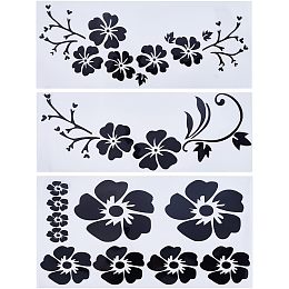 GORGECRAFT 3 Styles Hawaiian Hibiscus Flower Car Decal Black Laser Car Sticker Sun Protection Self Adhesive Car Accessories Automotive Exterior Decoration for SUV Laptop Truck Motorcycle Doors