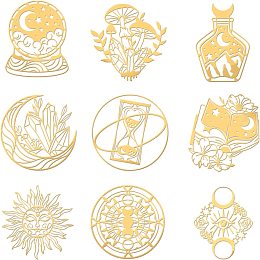 OLYCRAFT 9Pcs Magic Theme Metal Energy Sticker Self Adhesive Orgone Pyramid Sticker Metal Golden Metal Stickers for Scrapbooks DIY Resin Crafts Phone & Water Bottle Decoration - 1.6x1.6 Inch