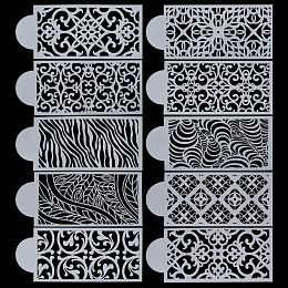 GORGECRAFT 10Pcs Cake Decorating Stencils Baking Template Stencils Reusable 3D Cake Side Stencil Floral Lace Pattern Vine Plastic Embossing Stencils for Birthday Wedding Buttercream Dessert DIY Craft