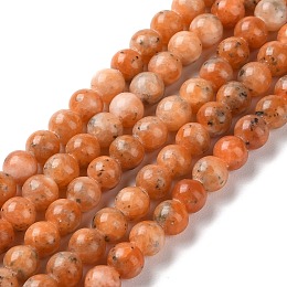 Honeyhandy Natural Orange Calcite Beads Strands, Round, 6mm, Hole: 1mm, about 67~68pcs/strand, 15.16~15.35 inch(38.5~39cm)