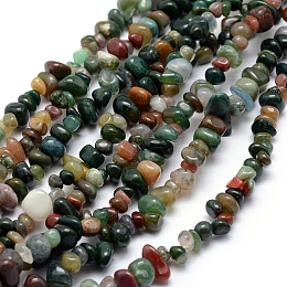 Honeyhandy Natural Indian Agate Beads Strands, Chip, 5~8mm, Hole: 1mm, about 33 inch(84cm)