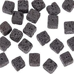 OLYCRAFT about 36Pcs 10x10mm Natural Lava Beads Black Cube Lava Beads Square Lava Beads Black Chakra Beads Round Loose Gemstone Beads Energy Stone for Bracelet Jewelry Making DIY Crafts