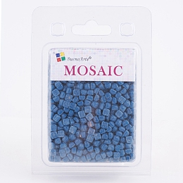 Arricraft Glass Mosaic Tiles Cabochons, for Crafts Art, Imitation Jade, Square, Blue, 4.8x4.8x3.5mm, about 200g/box