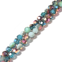 Honeyhandy Transparent Electroplated Glass Beads Strands, Multi-color Plated, Faceted, Round, Aquamarine, 6x5.5mm, Hole: 1.2mm, about 94pcs/strand, 19.88 inch(50.5cm)