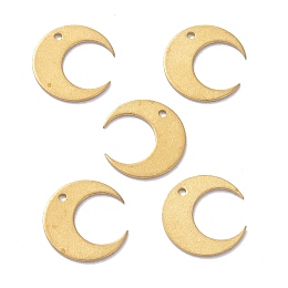 Honeyhandy Brass Pendant, for Jewelry Making, Moon, Raw(Unplated), 12x13x0.5mm, Hole: 1mm