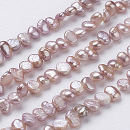 Honeyhandy Natural Cultured Freshwater Pearl Beads Strands, Baroque Keshi Pearl Beads, Two Sides Polished, Flamingo, 5~7x4~5x3~4mm, Hole: 0.3mm, about 76~80pcs/strand, 13.78''(35cm)