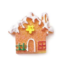 Christmas Opaque Resin & Plastic Imitation Biscuits Cabochons, Sandy Brown, House, 26x27.5x5mm