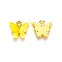 Honeyhandy Alloy Pendants, with Resin and Glitter Powder, Cadmium Free & Lead Free, Butterfly, Golden, Gold, 13x13~15x3.5mm, Hole: 2mm