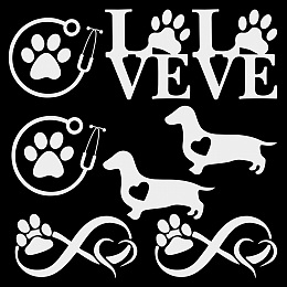 GORGECRAFT 8 Sheets 4 Style Dog Paw Car Stickers Self-adhesive Dog Love Footprint Scratch Coverage Auto Sticker Silver Reflective Laser Decals for Trucks Motorcycles Laptop Automotive Exterior