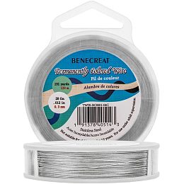 BENECREAT 394-Feet 0.01inch (0.3mm) 7-Strand LightGrey Bead String Wire Nylon Coated Stainless Steel Wire for Necklace Bracelet Beading Craft Work
