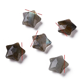 Honeyhandy Natural Labradorite Charms, Star, Faceted, 13~13.5x14~14.5x6~6.5mm, Hole: 0.8mm