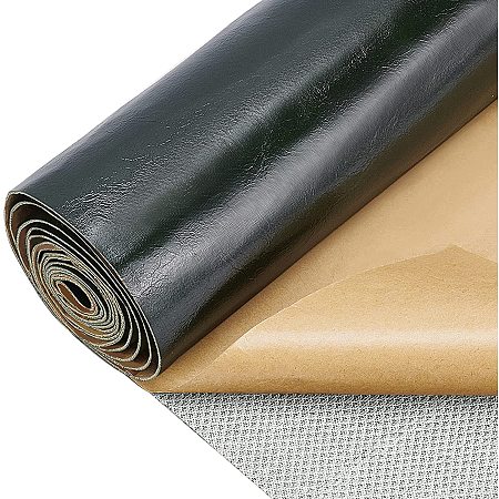 BENECREAT 12x54 Inches(30x137cm) Self-adhesive Faux Leather Repair Subsidies Sofa Couch Patches for Car Seat Furniture - Dark Olive Green, 1mm Thick