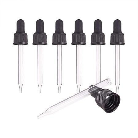 PandaHall Elite Set of 12, Glass Eye Droppers for Essential Oil 50ml Pressure Rotating Cover Oil Droppers Pipettes Roller Tops for Essential Oil Bottles