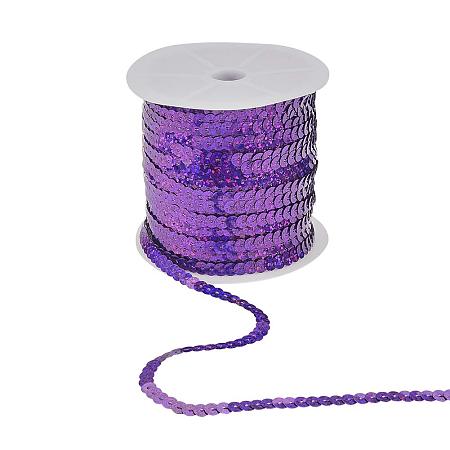 ARRICRAFT 6mm Wide 100yards AB-Color Flat Spangle Paulette Sequin Trim Spool String Beads for Dress Embellish Headband Costume, Purple