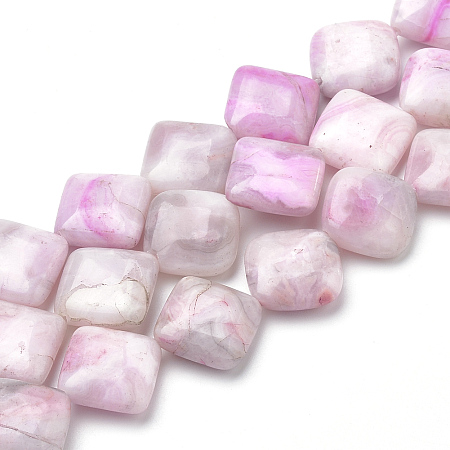 Natural Crazy Agate Beads Strands, Dyed, Rhombus, Pink, 17~19.5x17~19.5x6mm, Hole: 1.5mm; about 23pcs/strand, 15.35 inches