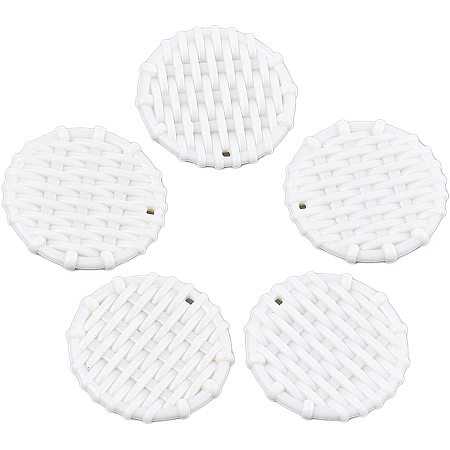 Pandahall Elite 10pcs Imitation Rattan Woven Reed Cane Charms Connector Acrylic Pendants Linking Rings Geometric Flat Round Bohemian Circle for Straw Wicker Braid Earrings Jewelry Making