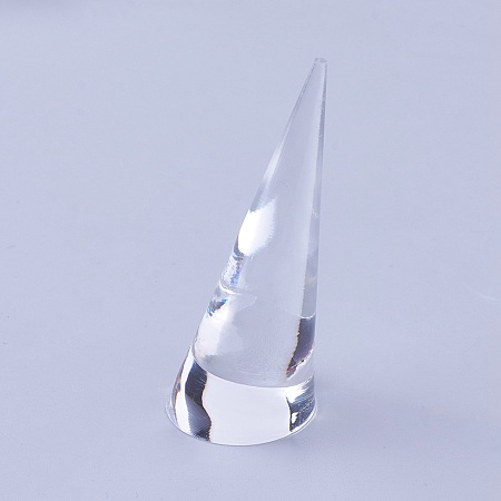 Honeyhandy Acrylic Organic Glass Ring Displays, Cone, Clear, 25.5x69mm
