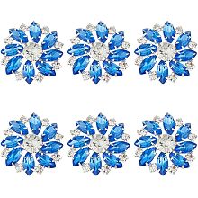 FINGERINSPIRE 6 PCS Shiny Flower Rhinestone Buttons 1 inch Brass Rhinestone Shank Buttons Royal Blue Crystal Embellishments Sew On Buttons with 1-Hole Jewelry Decorations for Crafts Wedding Clothes