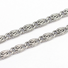 Honeyhandy 304 Stainless Steel Lumachina Chains, Soldered, Stainless Steel Color, 8.2x3.8x0.8mm