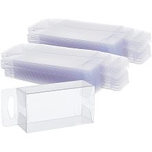 AHANDMAKER PVC Plastic Box 30 Pieces Rectangle Foldable Transparent Storage Boxes with Hang Hole Clear Plastic Gift Boxes for Wedding Christmas Birthday Party Shower Favors,1.06×1.65×3.15"